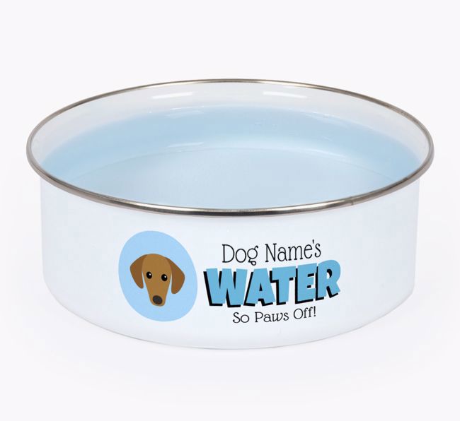 Water, Paws Off: Personalized {breedFullName} Enamel Dog Bowl